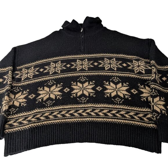 Grey Bandit Warm Me Up 1/4 Zip Sweater Womens Size XXL Black Tan Neutral Knit - Picture 1 of 12